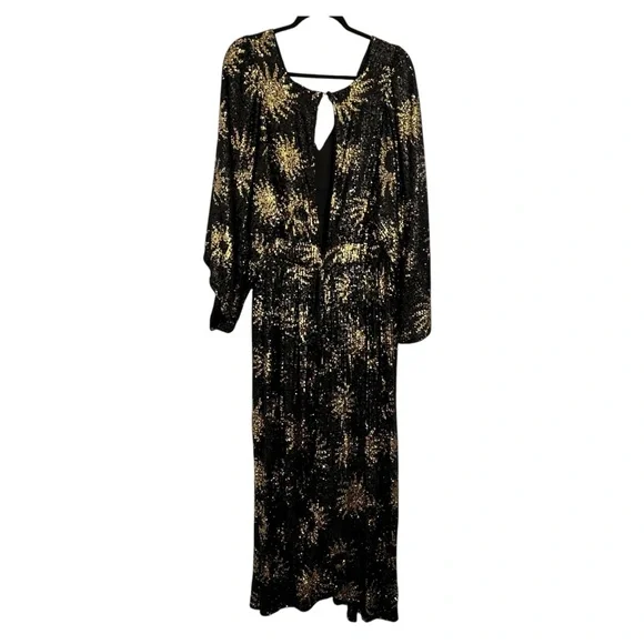 NWT RARE Farm Rio Sunny Mood Sequin Maxi Dress Black Gold Extra Large XL - Picture 10 of 16